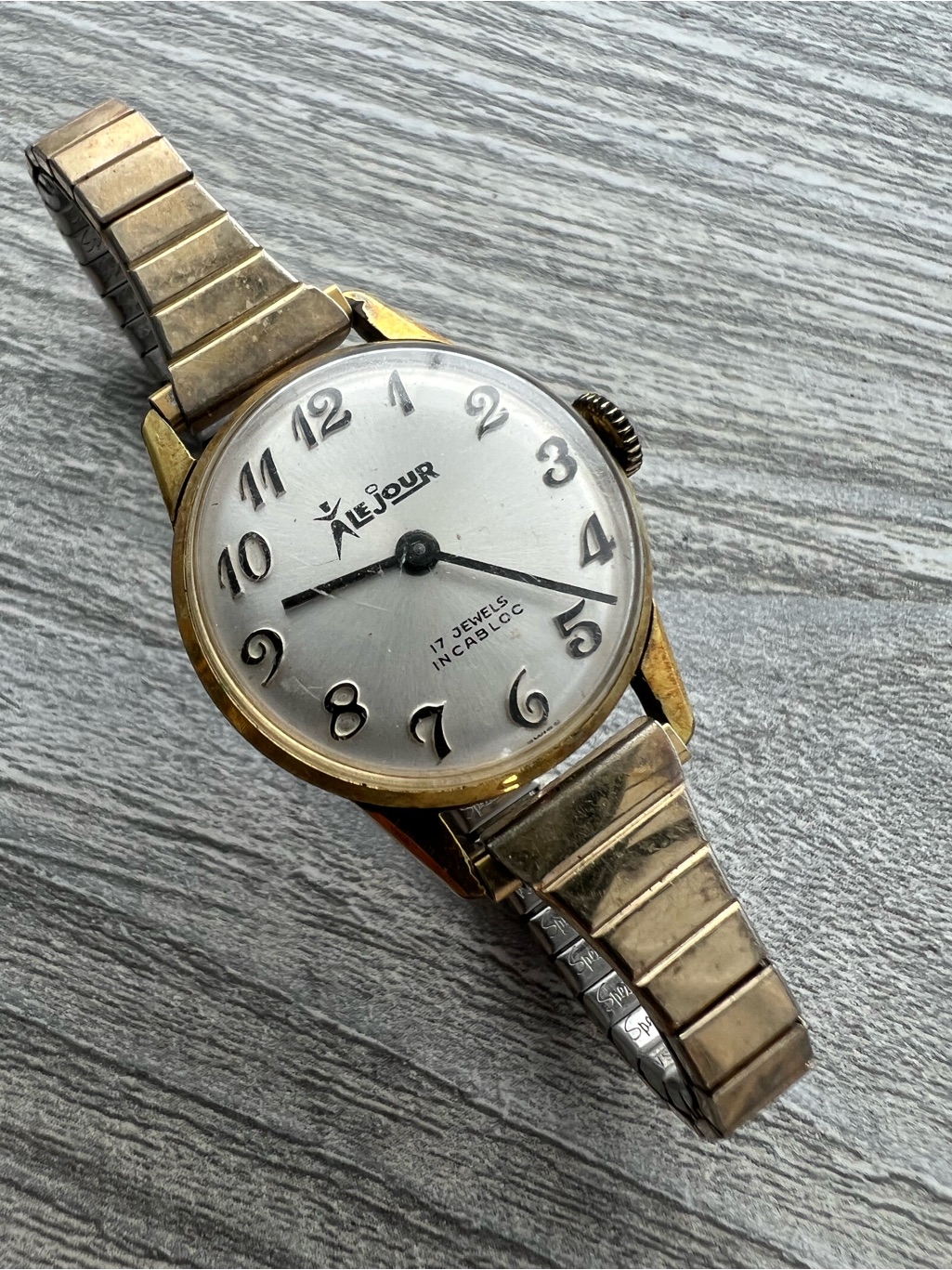 Lejour Vintage GoldTone Womens Watch With Silver Dial